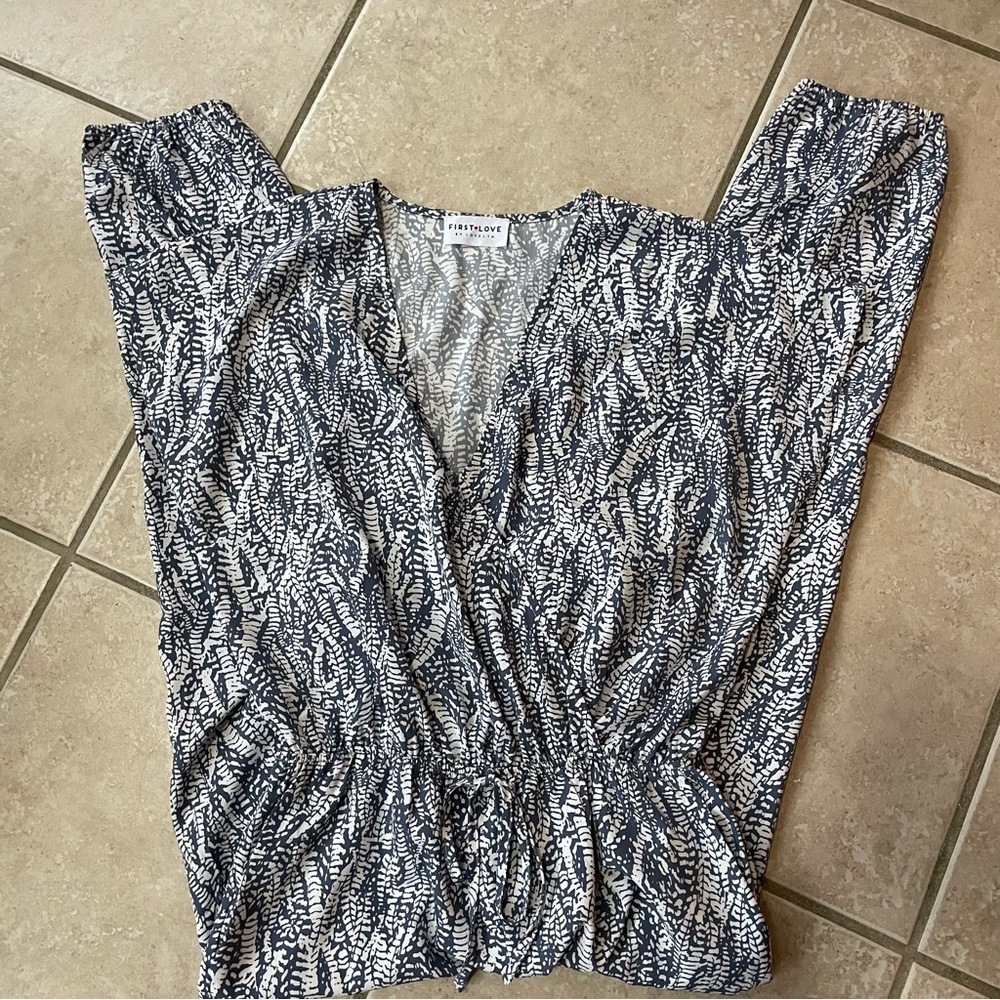 First Love By Lovelyn Jumpsuit Slate Blue and White - Picture 5 of 12